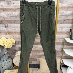 Olive Green Drawstring Cords W/Side Stripe NS